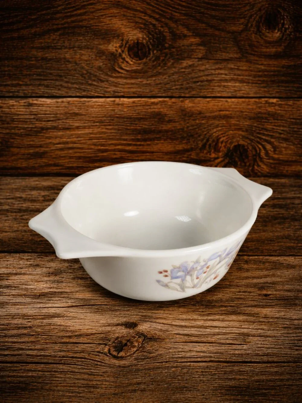 Vintage Pyrex Blue Iris Floral Casserole Dish White Blue Flowers